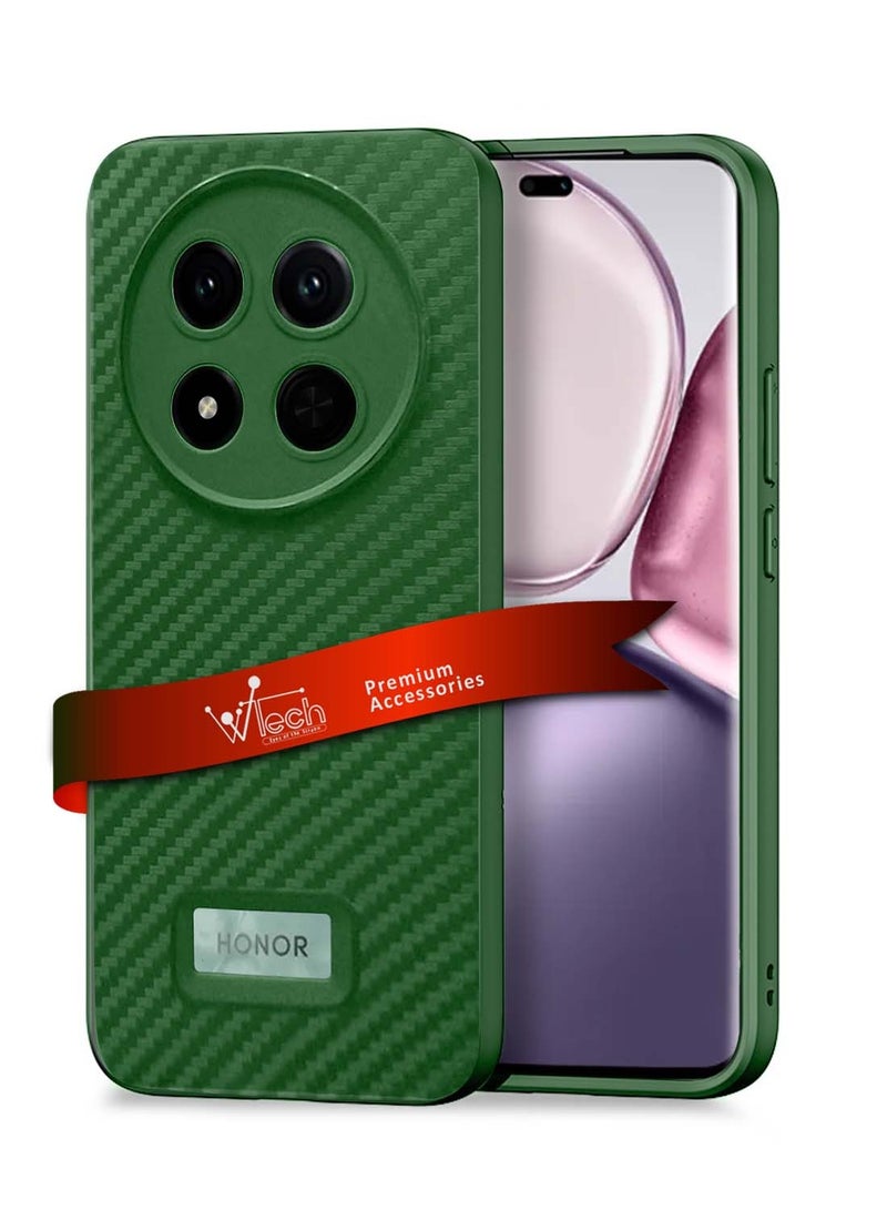 Wtech Honor X9c 5G 2024 / Honor Magic7 Lite 5G 2025 Liquid Silicone Carbon Fiber Texture Case Cover - Dark Green - Image 1