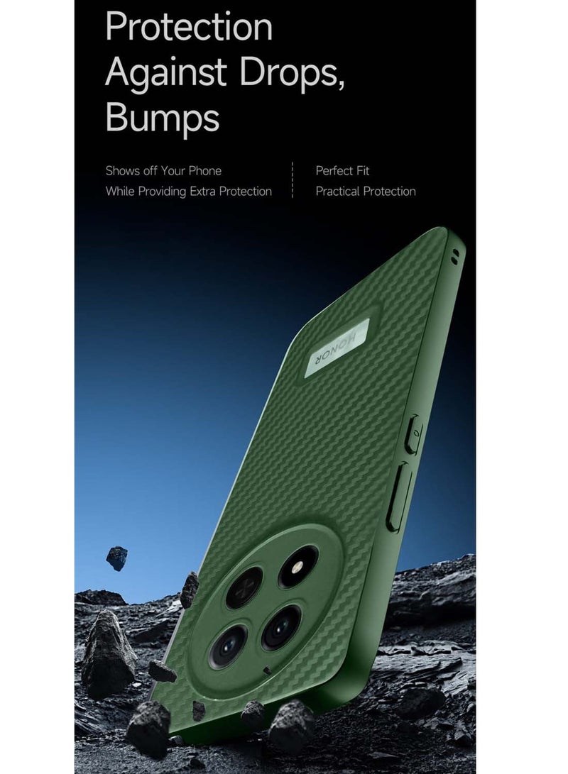 Wtech Honor X9c 5G 2024 / Honor Magic7 Lite 5G 2025 Liquid Silicone Carbon Fiber Texture Case Cover - Dark Green - Image 3