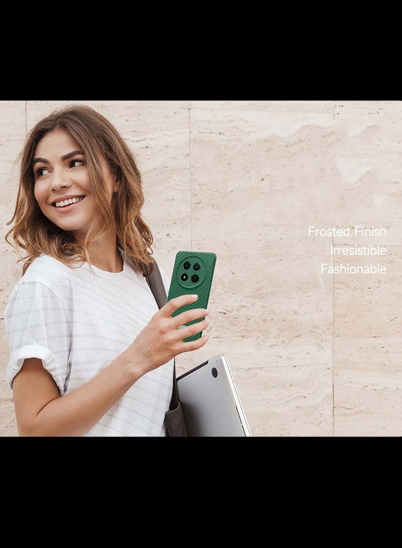 Wtech Honor X9c 5G 2024 / Honor Magic7 Lite 5G 2025 Liquid Silicone Carbon Fiber Texture Case Cover - Dark Green - Image 4