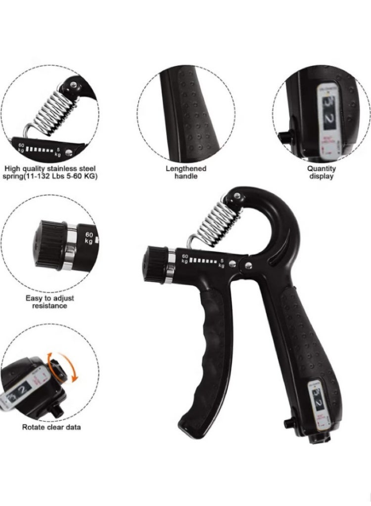 متجر الفرح مجموعة مكونة من 5 قطع من مؤقت القبضة، ومدرب الأصابع، ومجمومجموعة مكونة من 6 قطع من مؤقت القبضة، ومدرب الأصابع، ومجموعة قبضة اليد، وكرة الإجهاد وحلقة تمرين الساعد لبناء العضلات والتعافي من الإصابات - Image 2