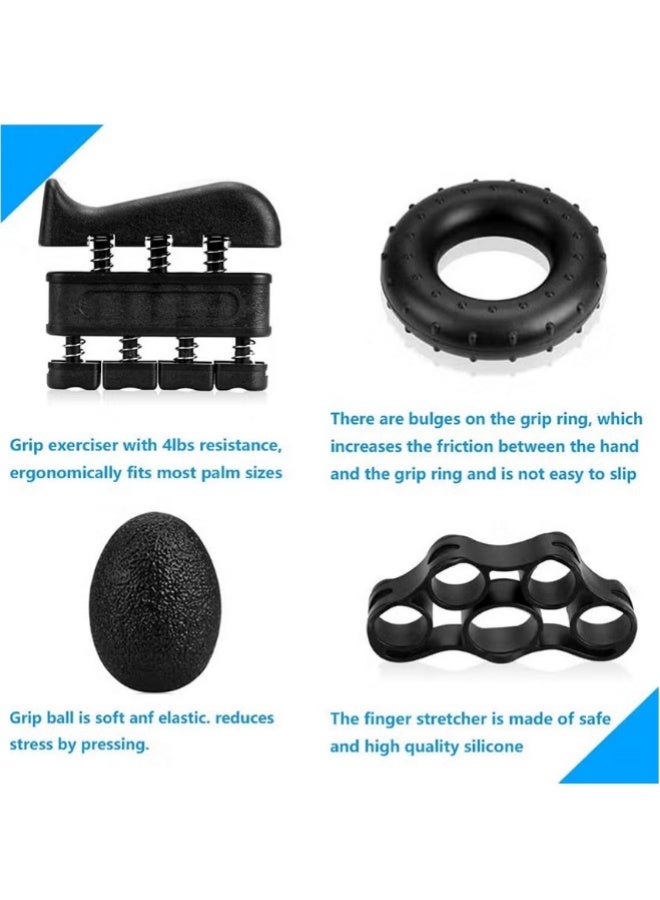متجر الفرح مجموعة مكونة من 5 قطع من مؤقت القبضة، ومدرب الأصابع، ومجمومجموعة مكونة من 6 قطع من مؤقت القبضة، ومدرب الأصابع، ومجموعة قبضة اليد، وكرة الإجهاد وحلقة تمرين الساعد لبناء العضلات والتعافي من الإصابات - Image 4