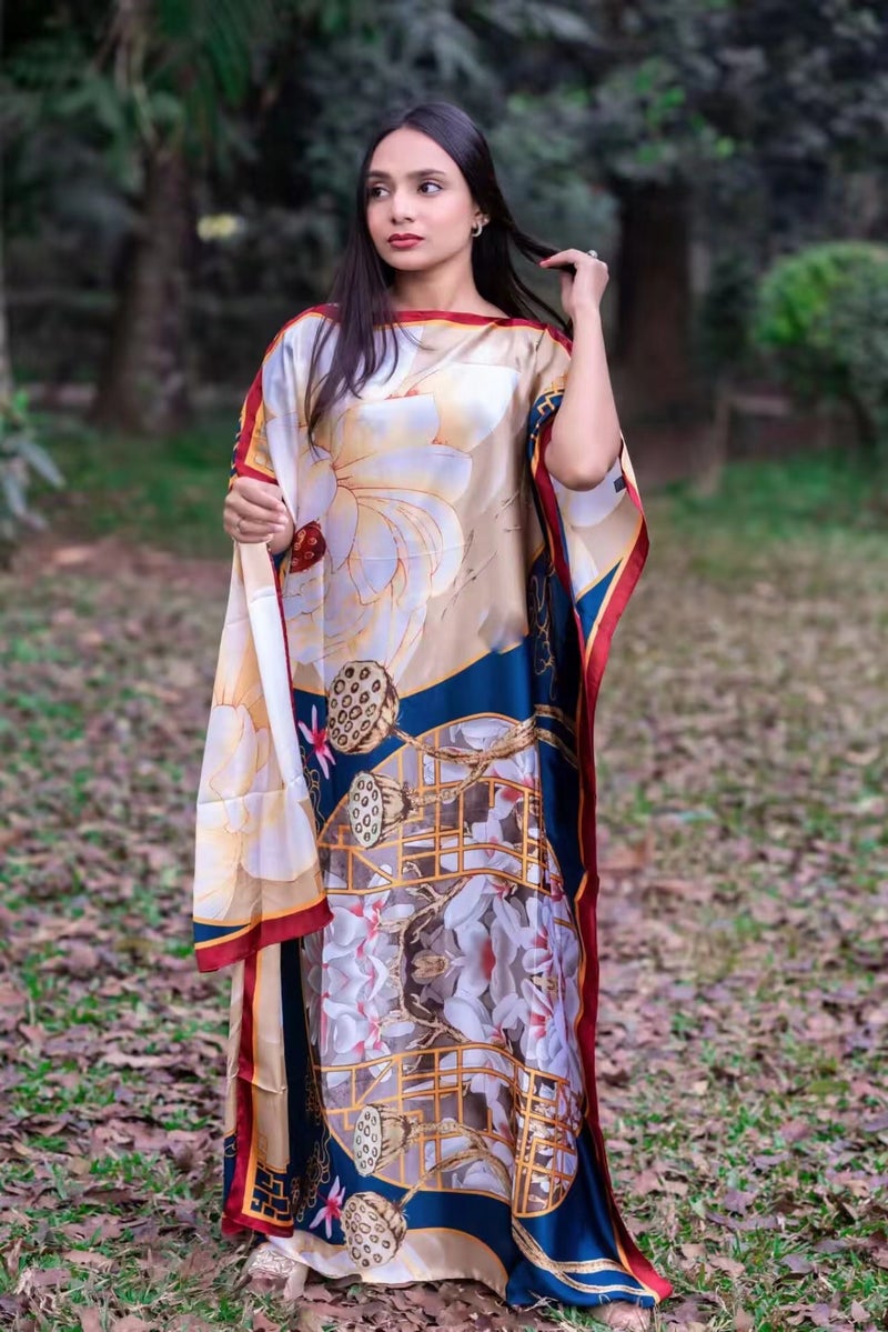 Abaya Muslim Summer Long Dress African Muslim 2024 Spring Summer Sun Protection Shawl plus size Two-piece Set Lotus pond color