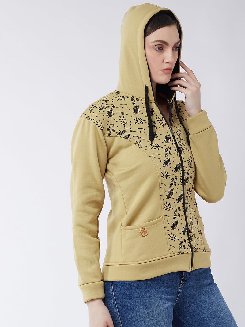 Pivl Women's Fleece Blend Winter hooded Jacket. CAMEL_M - Image 5