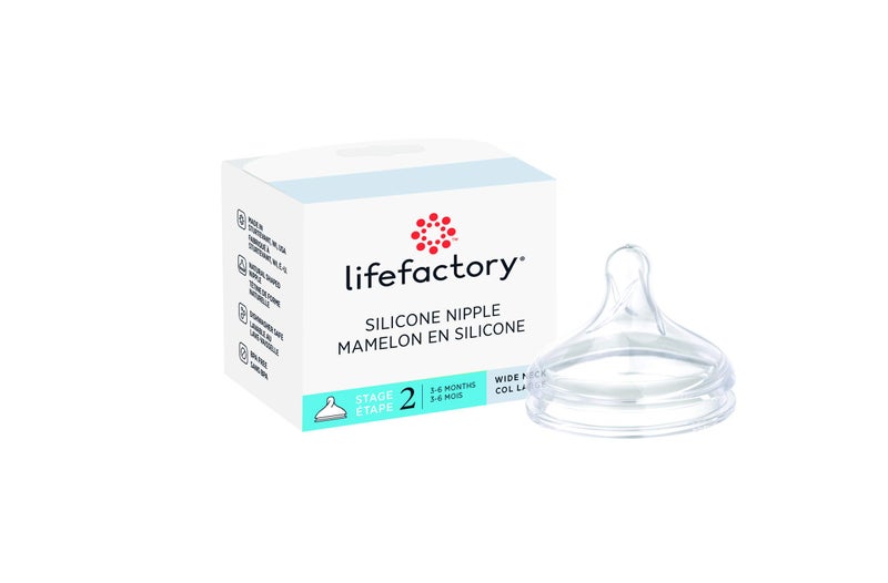 Lifefactory Stage 2 (3-6 Months) Wide Neck Silicone Nipple, 1-Pack,Clear,LG8626 - Image 1