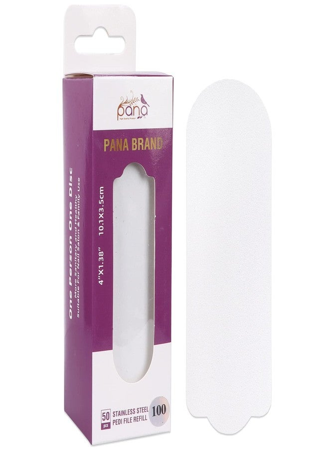 Pana® Brand Grit: 100 White Stainless Steel Pedi File Refill EZ-Strip Peel Pedicure Refill Pads (Size: 4" X 1.25”) Pedicure Foot File Sanding Foot Rasp Refill - Image 1