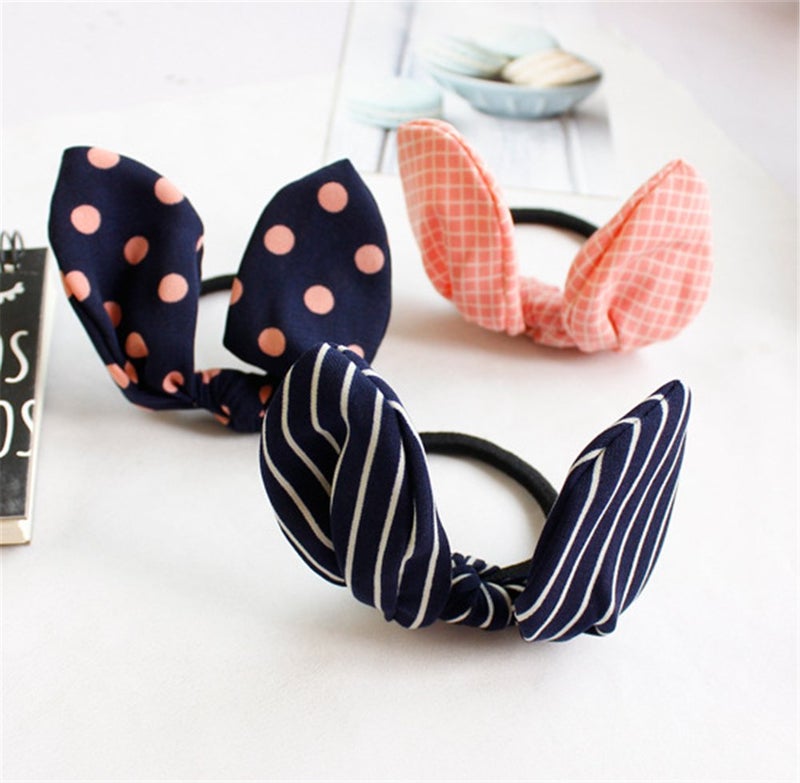 Ruihfas 12Pcs Lovely Rabbit Ear Bow Hair Bands Scrunchies Elastic Bow Hair Ties Ropes Hairband Headband Ponytail Holders - Image 5