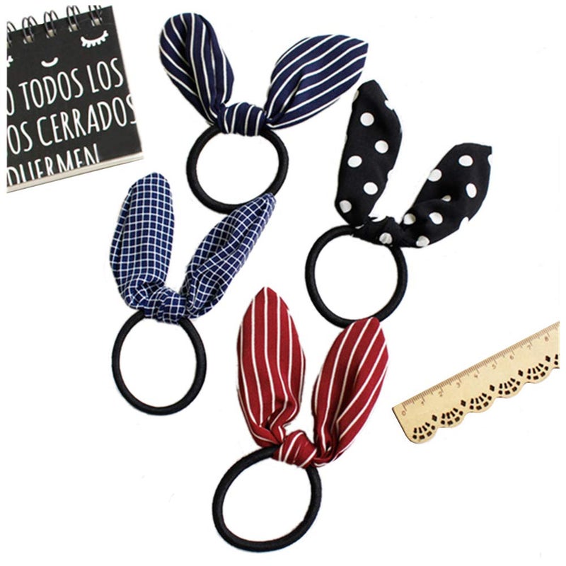 Ruihfas 12Pcs Lovely Rabbit Ear Bow Hair Bands Scrunchies Elastic Bow Hair Ties Ropes Hairband Headband Ponytail Holders - Image 2