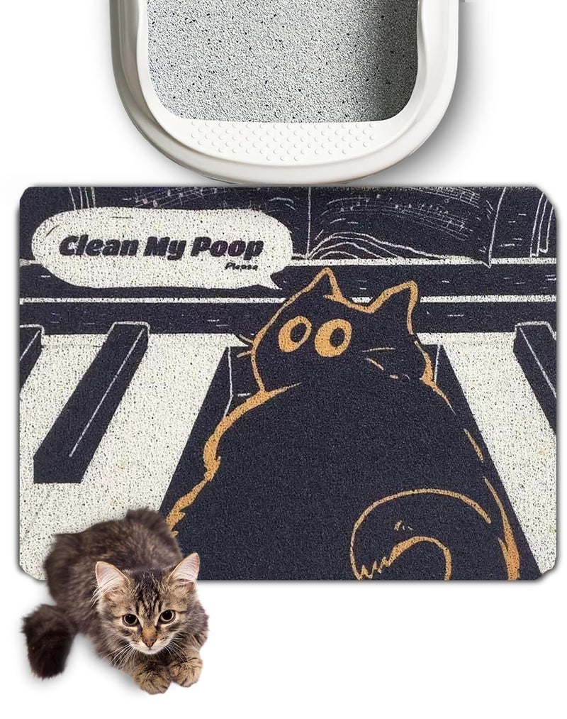 LukamooÂ® Cute Cat Litter Mat (24â€™â€™x16â€™â€™), for Kitty Litter & Cat Litter Box, Independent Artist Designed (Melody) - Image 1