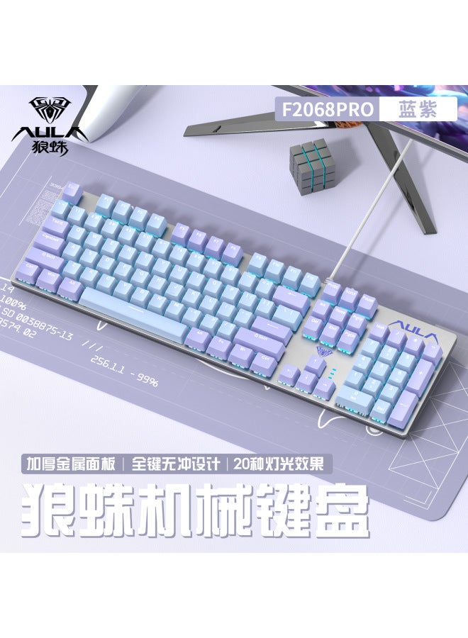 Tarantula F2068pro Mechanical Keyboard E-sports Game Office Desktop Laptop Green Tea Red Shaft Hot Plug