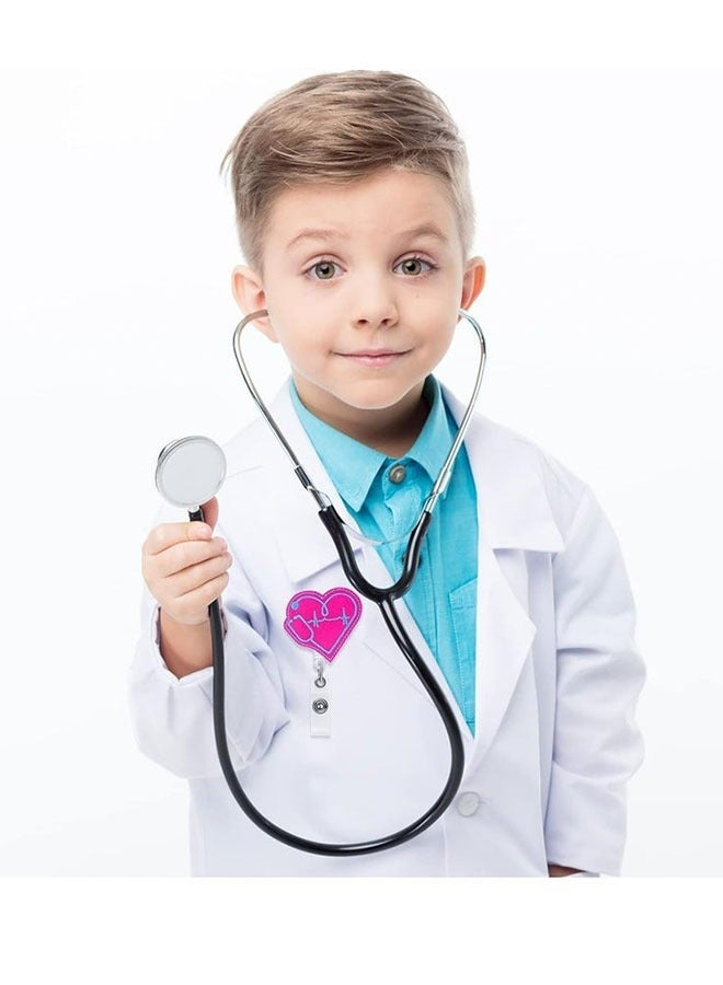 ZVEV 4 Pcs Nurse Badge Reels Felt Retractable Badge Reels Themed Badge Holders Gift for School Nurses Students ID Badges Name Cards Lanyards Holidays - Image 2