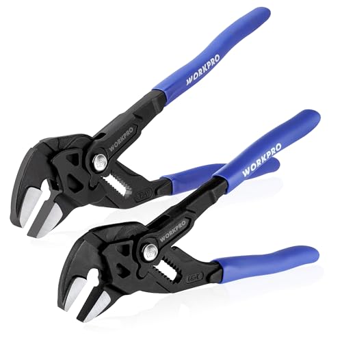 WORKPRO Pliers Wrench Set, 7 & 10-Inch CR-V Construction Wrench Pliers, Adjustable Parallel Smooth Jaw Pliers, Black Finish, Groove Lock Mechanism - Image 1