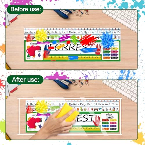 Meetory 36 Pieces 13.5” x 4.9” Upgraded Clear Nameplate Pocket Self-Adhesive Desk Name Tag- Covers for School Classroom Desk, Office Supplies（NOT Include Name Tags） - Image 5