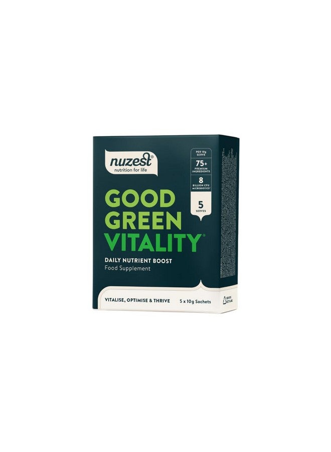 Nuzest Greens Powder Good Green Vitality - Vitamins, Minerals & Superfoods - Vegan Multivitamin Supplement (10g (Pack of 5)) - Image 1