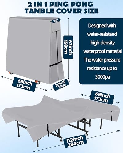 OUTTDID Outdoor Ping Pong Table Cover, 600D Waterproof Sunproof Indoor & Outdoor Fits Universal Folding Tables and Flat 9x5 FT Tables Tennis - Image 2