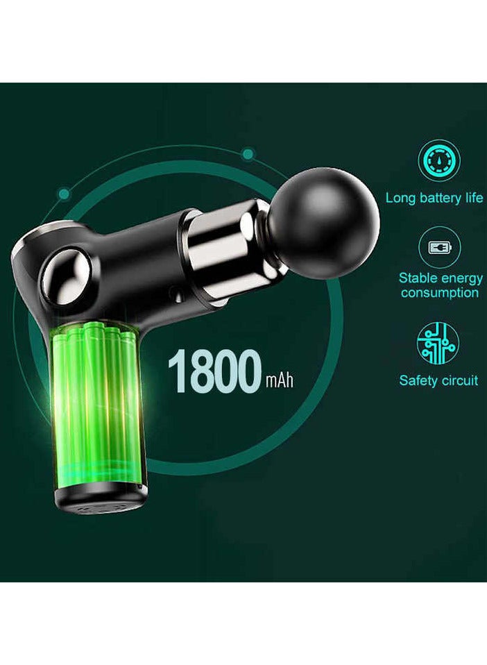 Portable Mini Fascial Massage Gun - Deep Tissue Percussion Massager with 4 Attachment Heads & USB Charging - Image 4