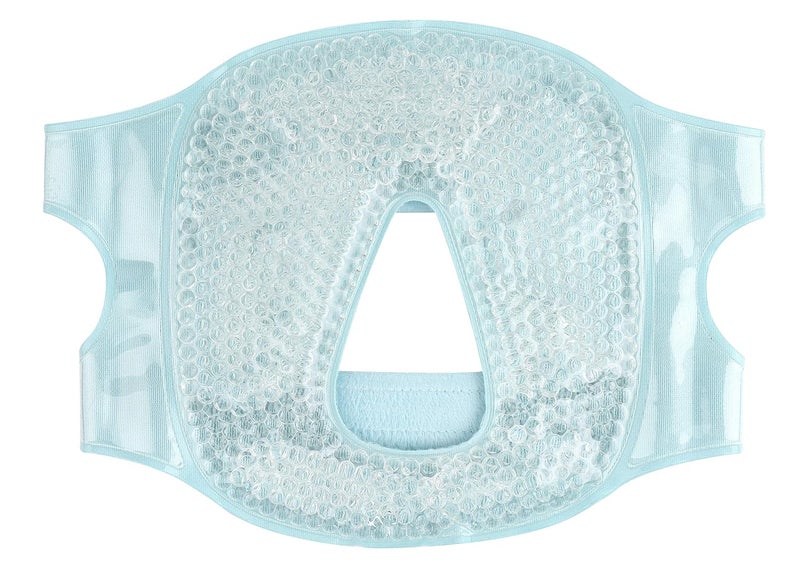 FOMI Hot and Cold Therapy Gel Bead Full Facial Mask by Care Ice Face Mask for Migraine Headache Stress Relief Reduces Eye Puffiness Dark Circles Fabric Back Full Face wo Eye Holes - Image 2