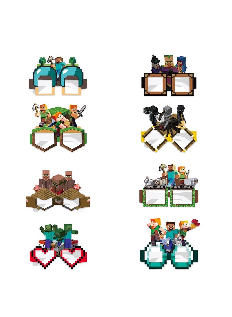 8pcs cube game theme birthday party eye mask set kids cosplay eye patches paper masks hot Hallwoon party masks party prop - Image 1