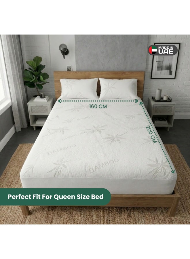 Easeliving Waterproof Bamboo Mattress Protector 160x200 – Hypoallergenic Soft Knitted Breathable Bamboo Fabric | Deep Pocket upto 35cm with 360° elastic skirt | Machine Washable Mattress Cover - Image 4