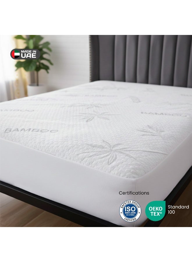 Easeliving Waterproof Bamboo Mattress Protector 160x200 – Hypoallergenic Soft Knitted Breathable Bamboo Fabric | Deep Pocket upto 35cm with 360° elastic skirt | Machine Washable Mattress Cover - Image 5