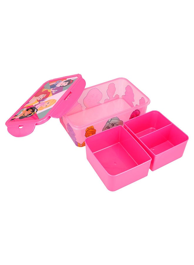 Disney صندوق غداء حاوية طعام ديزني مع قسم قابل للإزالة 1190 مل برنسيس ساطع وجريء - Image 4