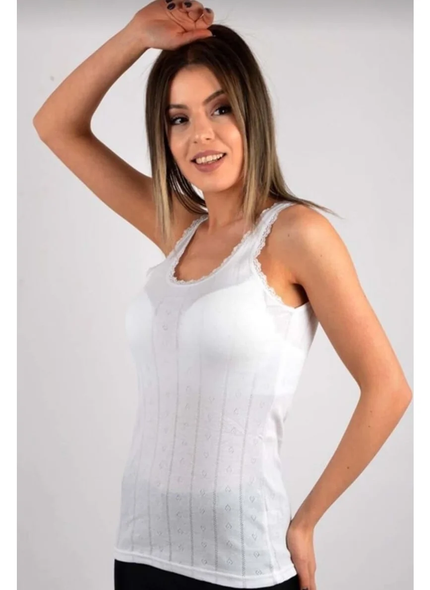 Tutku Passion 0201 Passion Women Jacquard Thick Strap 6 Piece Undershirt
