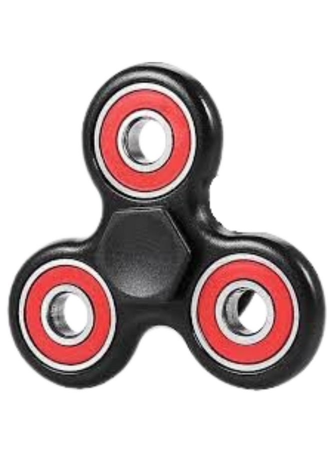 Premsons - Premsons® Hand Spinner Desk Toy - High Speed Smooth Finger Spin Sensory Fidget Stress Relief Game Play for Kids & Adults - Birthday Party Gift - Four Bearing - Black + Red Bearing - Image 1