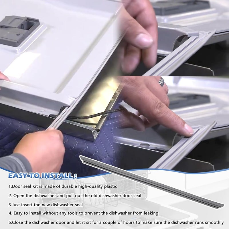 Earthtec WD08X21894 Dishwasher Plastic Door Gasket WD08X10090 Compatible with GE Dishwasher Lower Door Seal Gaskets WD08X21894-50PK AP5980286 WD08X10090 4164470 PS11700870 XDF400PGN0BB XDF400PGN0WW XDF400P - Image 4