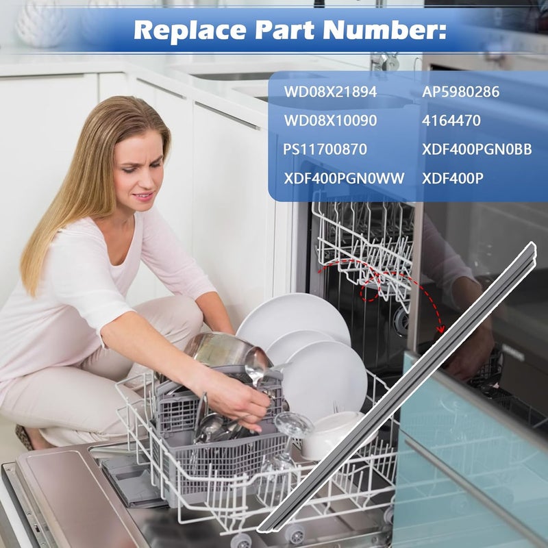 Earthtec WD08X21894 Dishwasher Plastic Door Gasket WD08X10090 Compatible with GE Dishwasher Lower Door Seal Gaskets WD08X21894-50PK AP5980286 WD08X10090 4164470 PS11700870 XDF400PGN0BB XDF400PGN0WW XDF400P - Image 3
