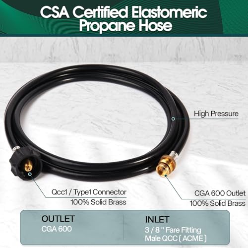 KOMAN 12FT Propane Adapter Hose 1 lb to 20 lb Converter,Converter for Buddy Heaters,Weber Q/Blackstone GriddleGrill,Coleman Camping Stove,1lb Propane Appliances Connect to 20lb Tank,Certified - Image 3