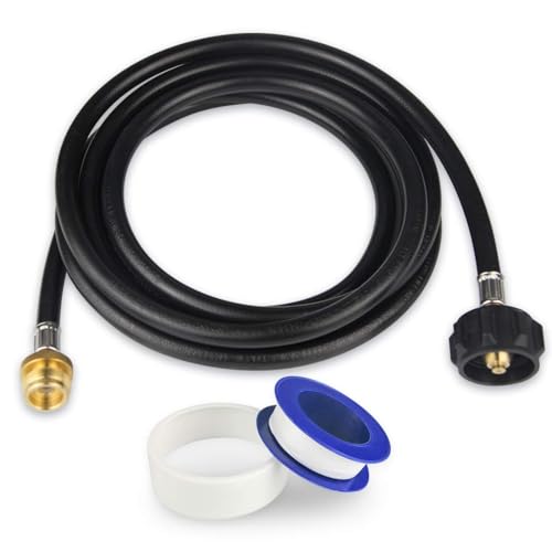KOMAN 12FT Propane Adapter Hose 1 lb to 20 lb Converter,Converter for Buddy Heaters,Weber Q/Blackstone GriddleGrill,Coleman Camping Stove,1lb Propane Appliances Connect to 20lb Tank,Certified - Image 1