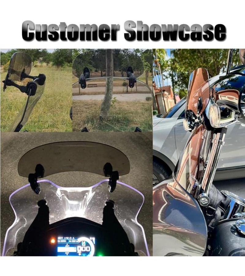 Universal Clamp Type Motorcycle Windscreen Extension Transparent Grey - Image 5