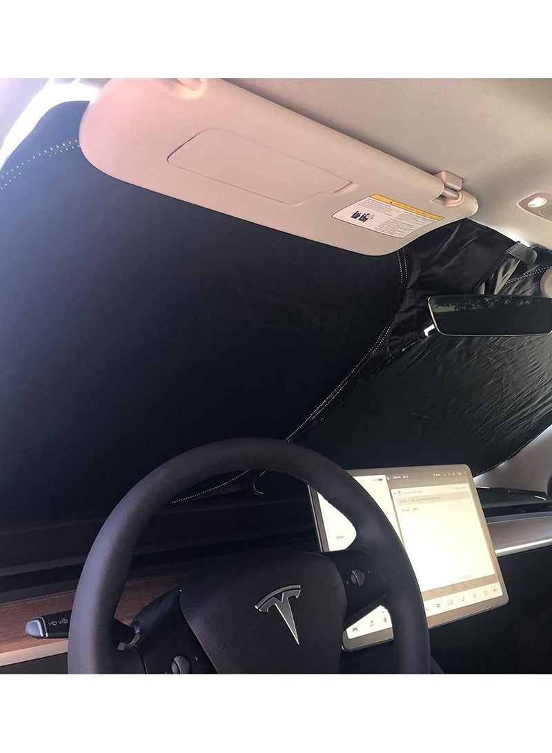 Tesla Model Y 3 Windshield Sunshade Folding Sun Visor Protector Shade Cover 2022 Upgrade