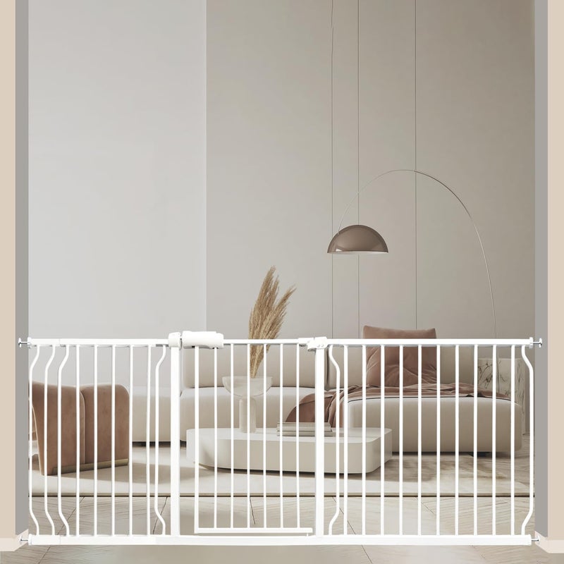 Vothco Extra Wide 76481 Inch Large Baby Gates for Stairs Doorways  No Drilling Pressure Mounted Pet Gates for Kids  Dogs