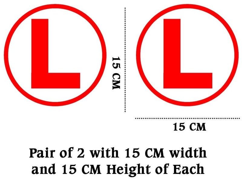 CAREflection (Pack of 2) Red L Board Learning Driver Car Decal Sticker -15Cms X 15Cms : Dust/Water Proof Vinyl L Sign Driving Class Lesson,Kid Training,Coach, Safety Notice[DIY Easy to Apply/Remove] - Image 3