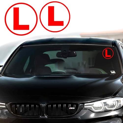 CAREflection (Pack of 2) Red L Board Learning Driver Car Decal Sticker -15Cms X 15Cms : Dust/Water Proof Vinyl L Sign Driving Class Lesson,Kid Training,Coach, Safety Notice[DIY Easy to Apply/Remove] - Image 2