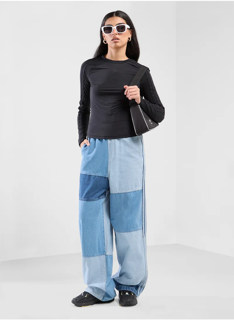adidas Originals Sheer Ruched 3 Stripe T-Shirt