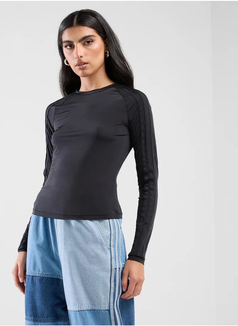 اديداس اوريجينالز Sheer Ruched 3 Stripe T-Shirt