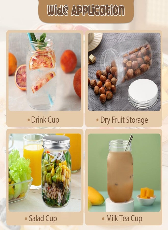Cositina 8 Pcs Plastic Mason Jars Clear Refillable Round Jars Containers with Screw On Lids for Household Home Kitchen Art Craft - 455ml/15oz - Image 5