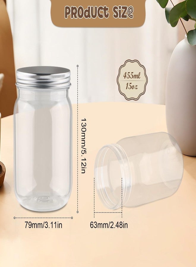 Cositina 8 Pcs Plastic Mason Jars Clear Refillable Round Jars Containers with Screw On Lids for Household Home Kitchen Art Craft - 455ml/15oz - Image 2