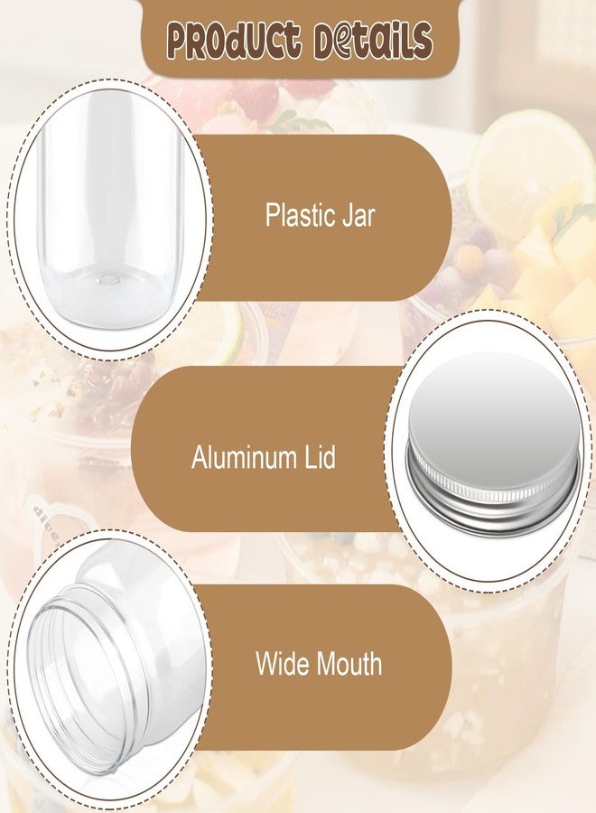 Cositina 8 Pcs Plastic Mason Jars Clear Refillable Round Jars Containers with Screw On Lids for Household Home Kitchen Art Craft - 455ml/15oz - Image 3