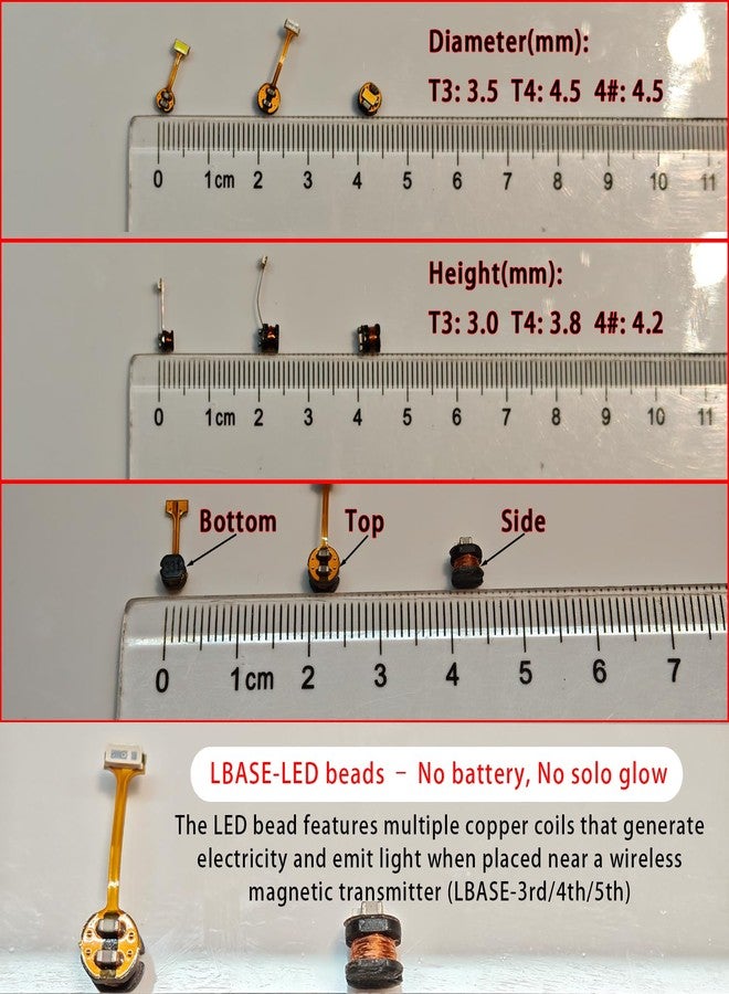 LBASE Wireless Magnetic Field Sensing LED Light Beads, for Gundam Model PG MG RG HG MGSD, for Lego Building Blocks, for Bandai (red x 5 Light Beads, T4) - Image 4