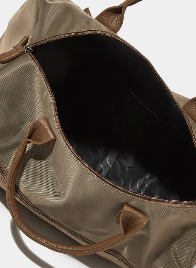 Styli  Khaki Two Tone Gym Bag for Women | Best Price UAE