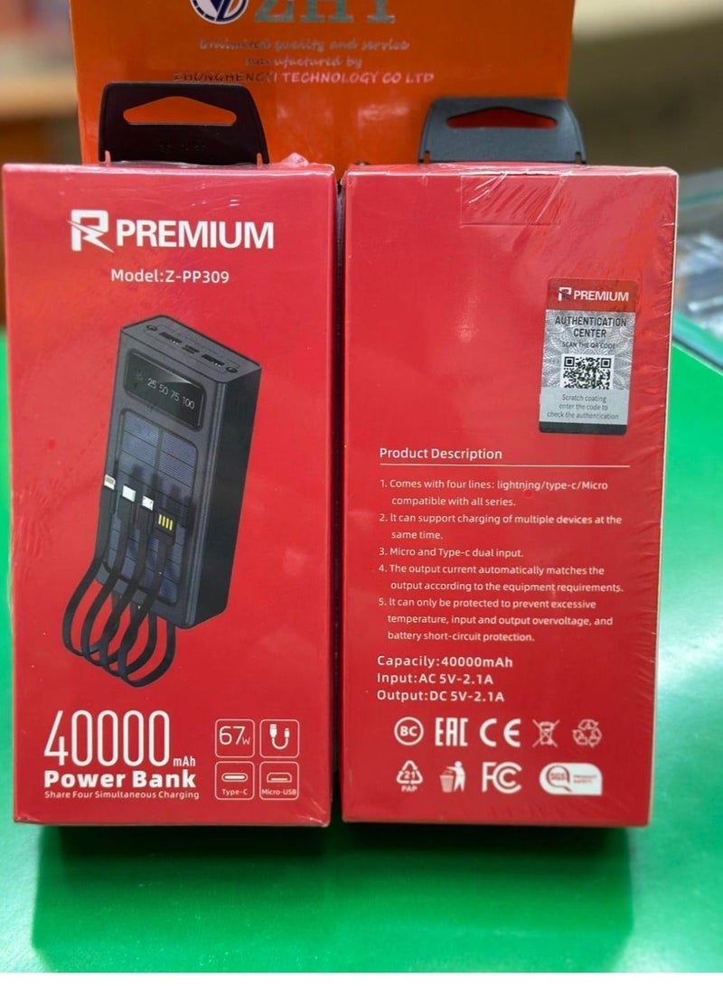 Premium Solar Power Bank 40000mAh Portable Fast Charging Battery Pack High Capacity External Charger with Solar Panel Dual USB Output LED Flashlight Waterproof Design for Travel Camping Hiking Outdoor Emergency Backup Power - Image 2