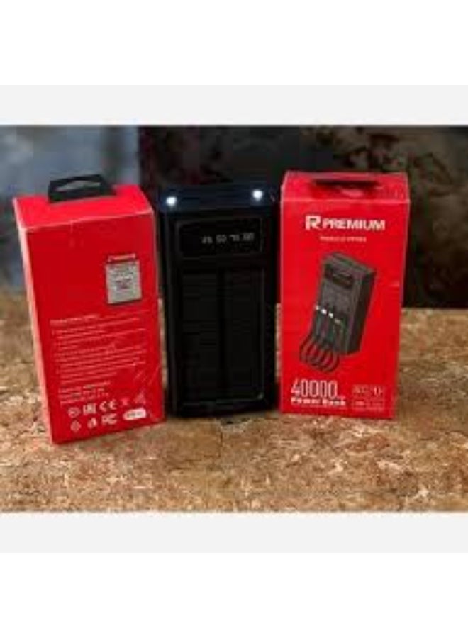 Premium Solar Power Bank 40000mAh Portable Fast Charging Battery Pack High Capacity External Charger with Solar Panel Dual USB Output LED Flashlight Waterproof Design for Travel Camping Hiking Outdoor Emergency Backup Power - Image 3