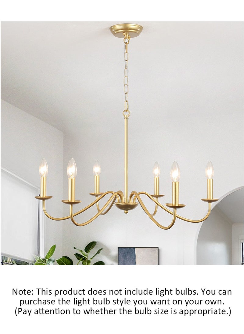TAPIT 6-Lights Iron Chandeliers, Farmhouse Hanging Lights for Dining Room, Vintage Modern Hanging Ceiling Lamp for Living Room Bedroom (Gold) - Image 2