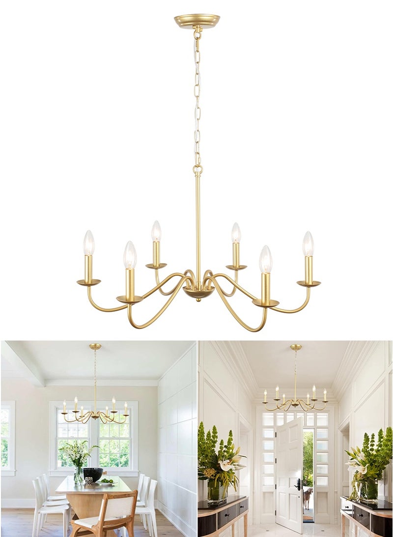TAPIT 6-Lights Iron Chandeliers, Farmhouse Hanging Lights for Dining Room, Vintage Modern Hanging Ceiling Lamp for Living Room Bedroom (Gold) - Image 1