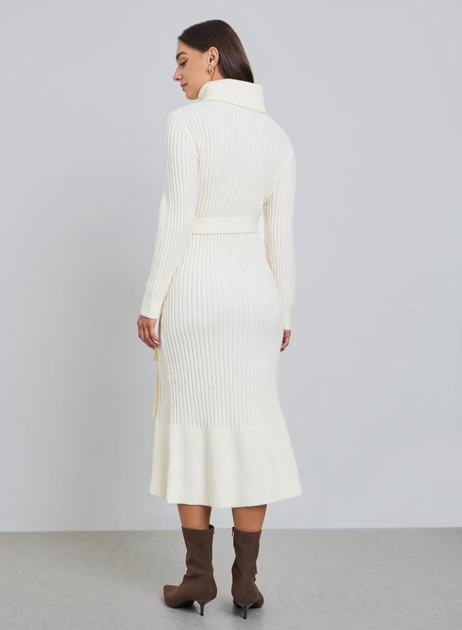 ستايلي فستان ميدي بنمط سويتر مع حزام - Image 4