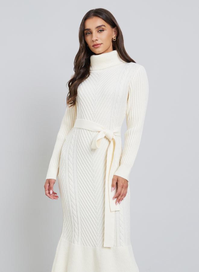 ستايلي فستان ميدي بنمط سويتر مع حزام - Image 2