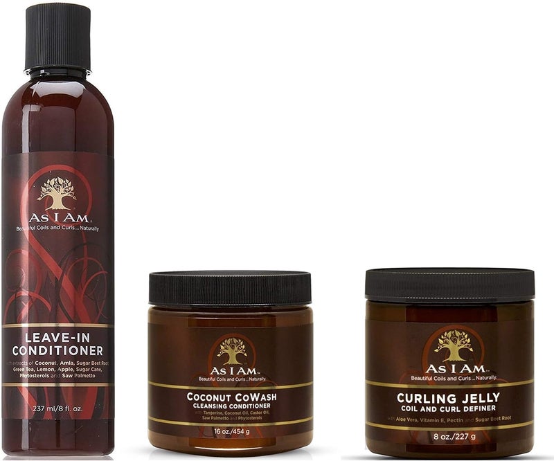 As I Am Naturally Coconut CoWash 16oz LeaveIn Conditioner 8oz Curling Jelly 8oz 3 SET BUNDLE