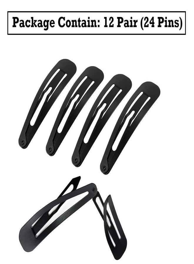 AKADO Metal bobby wedding grip hair pins salon tic tac hair clip hairdressing for women and girls (Color: Black 24 Pair) - Image 4